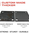 Comparison of Weldable 4 By 4 Inch Square Steel Baseplates One Quarter Inch Thick A36 Carbon Steel Laser Cut Deburred Built