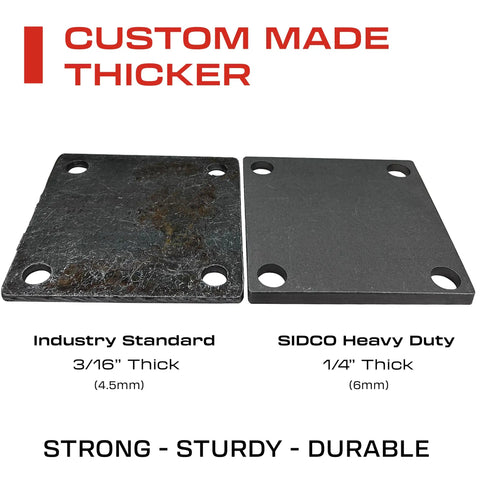 Comparison of Weldable 4 By 4 Inch Square Steel Baseplates One Quarter Inch Thick A36 Carbon Steel Laser Cut Deburred Built
