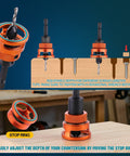 Sweet Shop Essential Countersink Drill Bit Set With Magnetic Bit Holder Adjustable Depth Controls shown with adjustable stop ring.