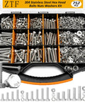 752 Piece Stainless Steel Hex Nuts And Bolts Kit With SAE Hex Bolts, Nuts, Flat Washers, And Lock Washers In 1/4-20, 5/16-18, 3/8-16, And 1/2-13, Lengths From 1/2 Inch To 2-1/2 Inches, Heavy-Duty Fastener Set For Home, Garage, And DIY Projects. 304 stainless kit in organizer case