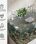 12 Pack Clear Aquarium Lid Clips For Rimless Fish Tanks hold your glass cover snug, installed on a rimless tank with plants.