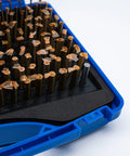 0.061 To 0.250 Inch Pin Gage Set With 190 Pieces In Plastic Case For Precise Hole Diameters And Hole Location Spacing Heat Treated To 60 To 62 RC Centerless Lapped Tolerances Of 0.0002 Inch, blue case