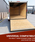 Heavy Duty Trailer Ramp Door Spring Kit TSAP780 For 7Ft Enclosed Cargo Trailers showing open ramp and interior