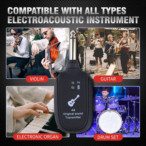 Wireless Guitar System With Transmitter And Receiver Built In Rechargeable Battery Four Channel Wireless For Electric Guitar Bass Violin