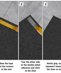 Installation steps for 4 Pack 36 By 72 Inch Oil Spill Mats For Under Car And Garage Drips Absorbent Pads shown on tile floor.