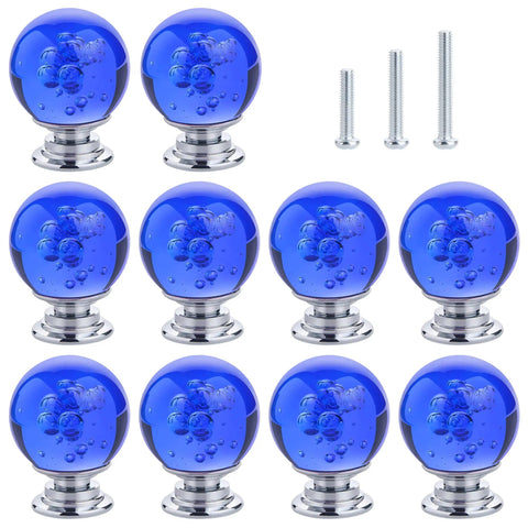 Snag These Dope 10 Piece Blue Crystal Cabinet Knobs And Glass Drawer Pulls Featuring Smooth 30mm Round Dresser Handles For Instant Kitchen Cabinet Upgrade And Fresh Home Style