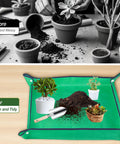 Heavy Duty 9 Piece Garden Tool Set With Floral Organizer Tote Rust Proof Hand Tools Thickened Repotting Mat comparison before and after
