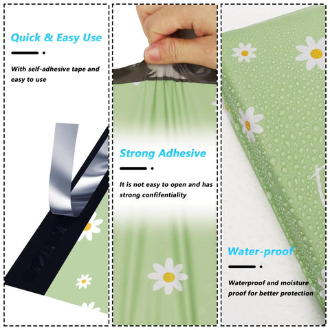 Thank You Poly Mailer 10x13 Inch 100 Pack Waterproof Tear Resistant Shipping Bags with chrysanthemum print and self seal