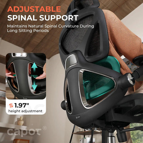 Ergonomic Mesh Office Chair With Adjustable Lumbar Support High Back shown with height adjustment feature.