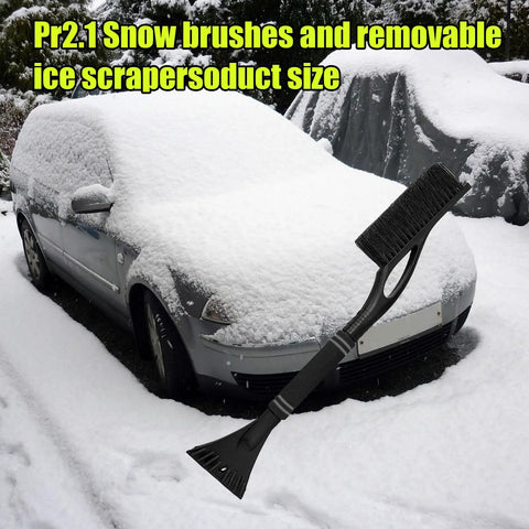24 Inch Car Snow Scraper And Brush With Detachable Scratch Free Ice Scraper And Ergonomic Foam Grip on snowy car