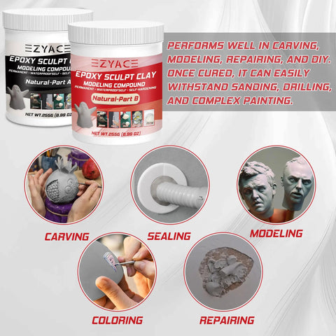Two Part Epoxy Clay Putty For Sculpting Modeling Building And Repairs Great For Restoration And DIY Projects, 1 lb jars