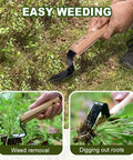 Root Lifter Weeding Tool For Lawn And Yard Hand Weeder With Angled Head For Easy Weed Removal And Deep Root Digging in use