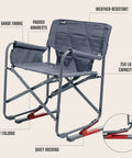 Pro Rocker Camp Chair With Zero Gravity Rocking System easy fold and padded armrests, 250 lb capacity, leaf-spring design