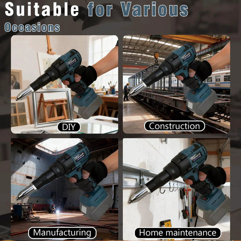 Upgraded Cordless Rivet Gun With Brushless Motor And Led Light For Makita 18V Batteries used in DIY, construction, and home maintenance.