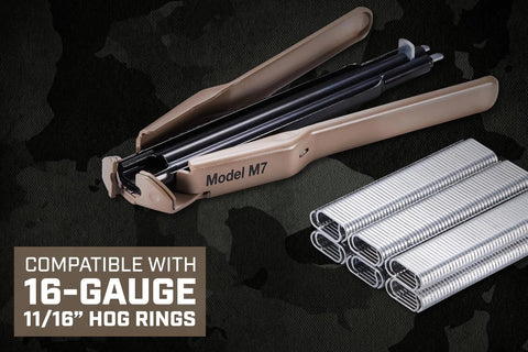 Auto Feed Hog Ring Plier 16-Gauge with Spring Loaded Magazine and Stack of Hog Rings