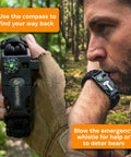 Tactical Paracord Compass Survival Bracelet Set With Fire Starter Kit And Whistle for hiking with a man using the compass