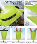 Floating Waterproof Dry Bag Backpack 40L in bright yellow, showcasing watertight roll top, welded seams, and secure buckles on water.