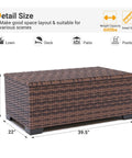 Outdoor Storage Table For Patio Coffee Table All Weather Wicker With Waterproof Cover Rattan Furniture For Toys And Garden Tools