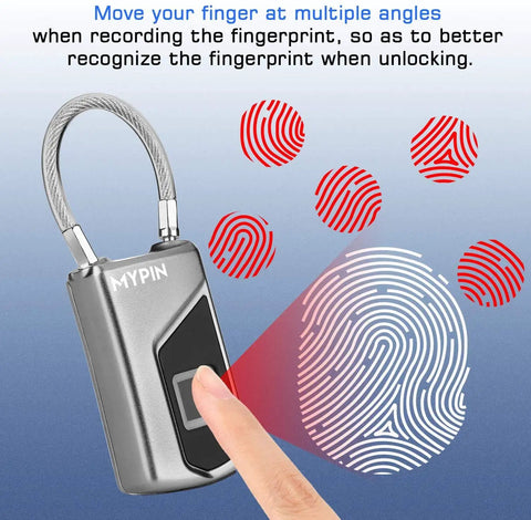Keyless Fingerprint Padlock With Key Backup Waterproof Smart Lock details auto recognition finger unlock demonstration