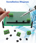 Double Sided Prototype PCB Board Kit for Maker-Friendly DIY Electronics Projects with installation diagram and soldering tools