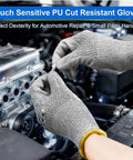 Cut Resistant Work Gloves ANSI A5 EN388 Level 4 Breathable PU Coated Grey Non Marking For Gardening Fishing Automotive