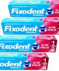 Four-pack of Fixodent Denture Adhesive Cream Mint 2.4 Oz, showing packaging for secure hold and mint flavor.
