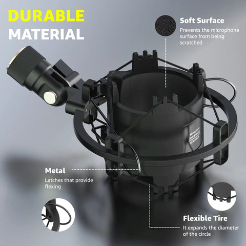 Microphone Shock Mount For 48 To 51mm Condenser Mics, Noise Isolation And Anti Vibration, showing soft surface details