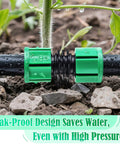 Drip Irrigation Coupling Kit With 50 Universal Five Eighth Inch Connectors And Tubing Trimming Shears for 16-17mm Tubing in use