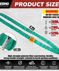 Green Polyester Endless Round Lifting Sling For Hoist Use Workhorse Ready Rigging Slings With 5300 Lb Vertical Load And 10600 Lb Break Strength Four Feet Long Durable Safe And Reliable Lifting Straps, showing 4 ft length and fiber details.