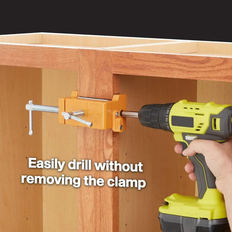 Pro Grade All In One Cabinet Clamp Set 4 Pack With Protective Case Solid Cast Steel Construction Integrated Drill Guide