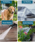 Stainless Steel Garden Hose 75ft Heavy Duty Metal Water Hose With 10 Function Nozzles used for pet bathing, car washing, house cleaning, garden watering