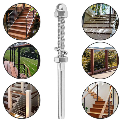 60 Pack Swage Threaded Stud End Fittings For 3 16 Inch Cable Deck Railing Hand Swage In 316 Stainless Steel Marine Grade With Washer And Lock Nut