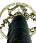 Detail of flower tsuba on Hand Forged 1045 High Carbon Steel Samurai Katana With Gold Plated Blade Choose Flower Tsuba Or Golden Tsuba