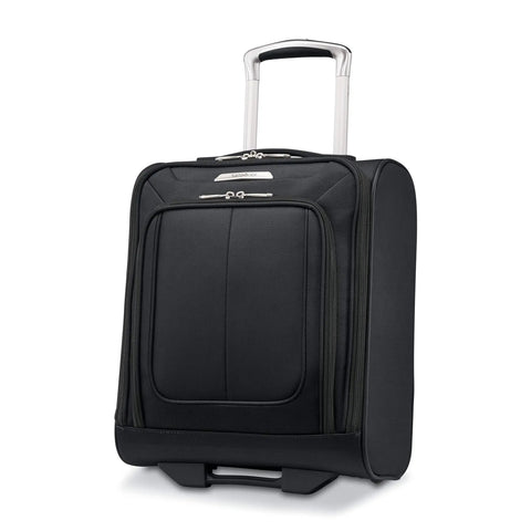 Solyte DLX Softside Underseat Luggage With Smart Sleeve, Right Height Pull System, Inline Skate Wheels And 8-Position Handle, Midnight Black