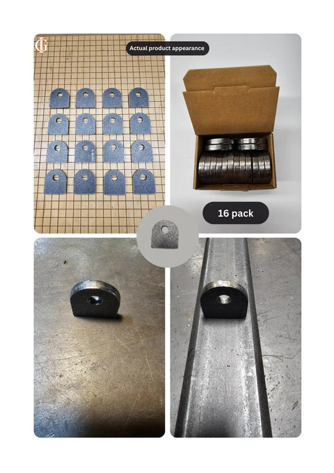 Multiple images of Weld On Mounting Tabs Built From A36 Steel One And One Half Inch By One And One Half Inch Tabs With Three Eighths Inch Holes