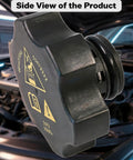 Side view of Two Pack Heavy Duty Coolant Reservoir Caps with Leak Proof Seal for Smooth OEM 68442532AA swap.