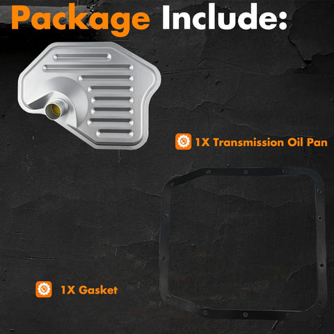Package includes transmission oil pan and gasket for Automatic Transmission Filter With Gasket For Ford 4R70W 4R75W 4R75E