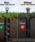 Comparison of Heavy Duty 18 Inch Ground Anchors 4 Pack Fully Welded Screw In Stakes and 15 inch stakes in soil