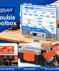 Heavy Duty Pin Kit 300Pcs Set toolbox with compartments and labeled pin assortment chart on wooden table