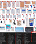 Contents of Premium 520 Piece First Aid Kit Large Emergency Medical Kit for Car Home Travel Camping Hiking Backpack And School Purple Color