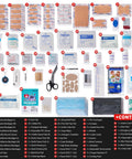 520 Piece Premium First Aid Kit for Home Car Travel Camping Hiking and School with 520 essential medical supplies displayed