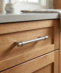 10 Pack Satin Nickel Bar Cabinet Handles Pulls, Modern Solid Steel, 5 Inch Hole Centers on wooden kitchen drawer
