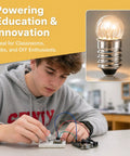Top Shelf E10 Miniature Light Bulbs Offering Hella Reliable Warm White Glow for Your Home Lab or Flashlight Fixes, student using a circuit board.