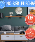 Living room with shelf held by Heavy Duty Corner Shelf Brackets 14 Inch Black Steel One Fifth Inch Thick Max Load 440 Lb