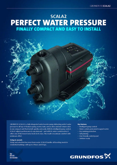 Scala2 Smart Pressure Boosting Pump For Home Water System, compact design, automatic control, quiet operation