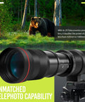 High Power 420 To 1600mm F8.3 HD Manual Telephoto Zoom Lens For EOS Cameras in wildlife setting with bear