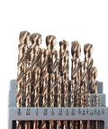 Cobalt Drill Bit Set 29 Piece Pro Grade M35 High Speed Steel One Sixteenth To One Half Inch Jobber Length For Hardened Metal