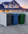 Heavy Duty Ground Mounting Kit For Four Panel Privacy Screens That Secures To Concrete installed hiding trash bins