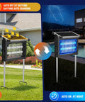 Cordless Outdoor Solar Bug Zapper With 4500V Grid Waterproof Mosquito Killer Rechargeable Solar Panel