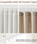 Heavy Duty Ceiling Curtain Track Kit With Quiet Glide Rollers 3 To 6 Ft White Ceiling Or Wall Mount Curtain Rail System Includes 20 Rollers 20 Hooks And 20 Clips Great Room Divider For Living Room Bathroom Or Hospital showing compatibility with different curtain types